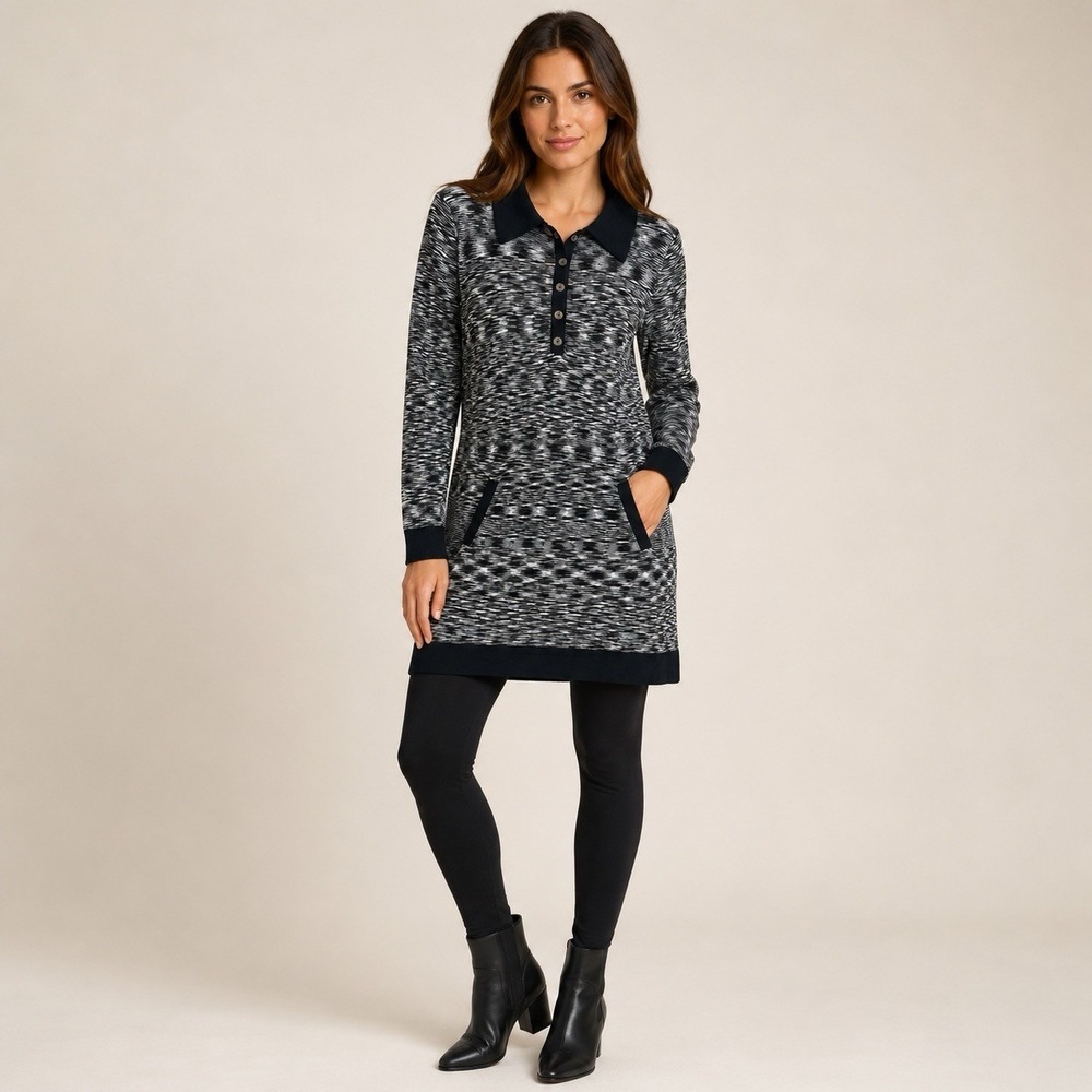 Missoni for Target Sweater Dress Women XL Black White Space Dye Polo Knit Read
